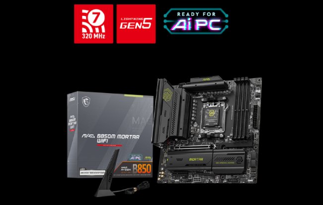 محتویات جعبه مادربرد MSI MAG B850M MORTAR WIFI