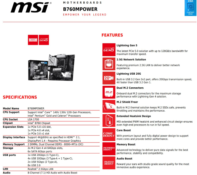 نسخه ویژه مادربردهای MPOWER با سوکت جذاب B760 در راه است