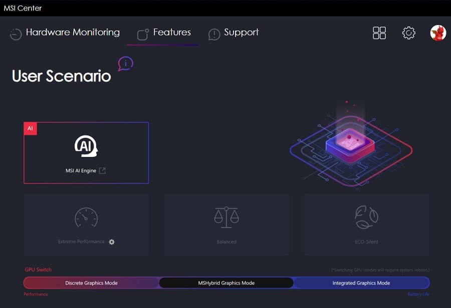 Game Mode MSI Center