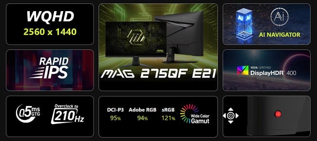 قابلیت‌های مانیتور MAG 275QF E21