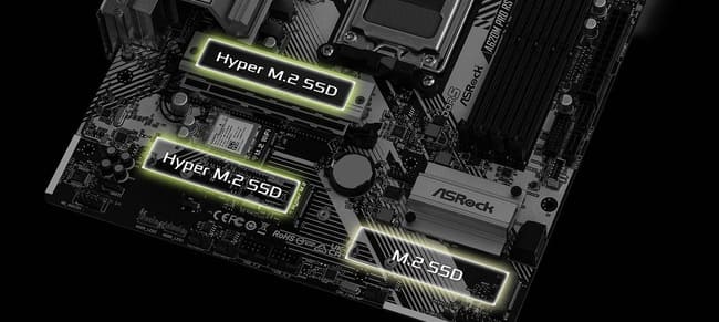 درگاه‌های NVMe در مادربرد ASRock A620M Pro RS WiFi