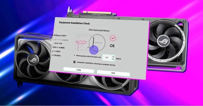 قابلیت تشخیص زاوینه نصب کارت گرافیک در ROG Astral