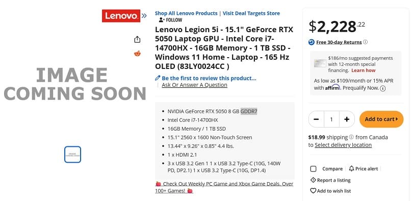 قیمت لپ تاپ RTX 5050 با حافظه GDDR7