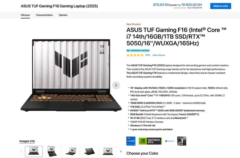 لپ تاپ Asus Tuf Gaming F16 با RTX 5050