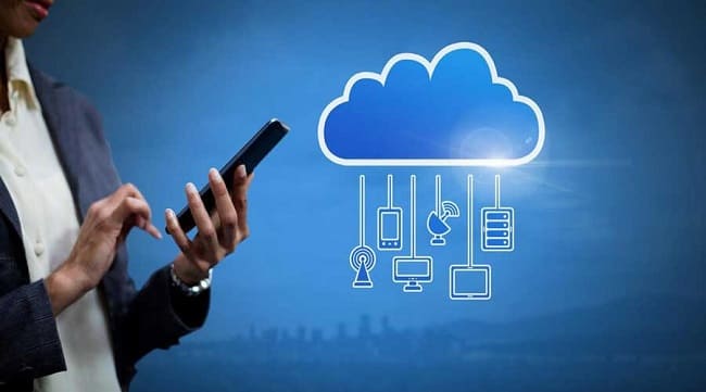A hand holding a phone with a cloud drawn on it