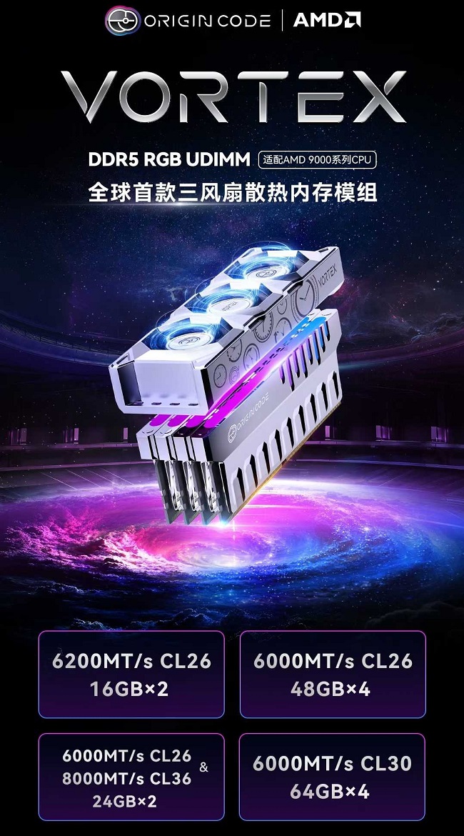 کیت حافظه VORTEX DDR5 در کنار خنک‌کننده فعال