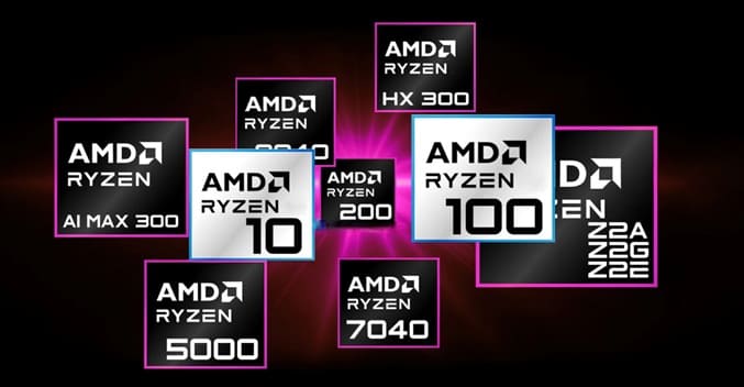 AMD از سری رایزن ۱۰ و ۱۰۰ رونمایی کرد: تغییر نام پردازندههای قدیمی Zen2 و Zen3+