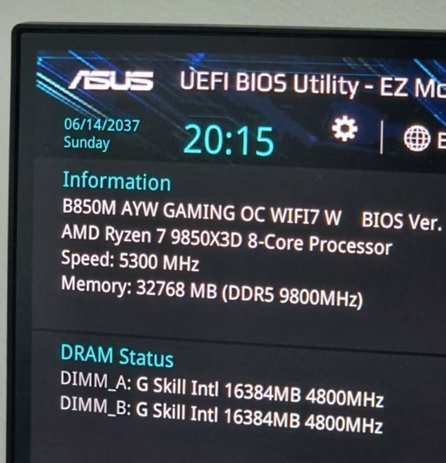 تصاویر بایوس 9850x3d