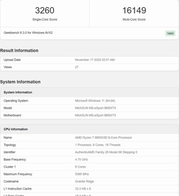 بنچمارک Ryzen 7 9850X3d
