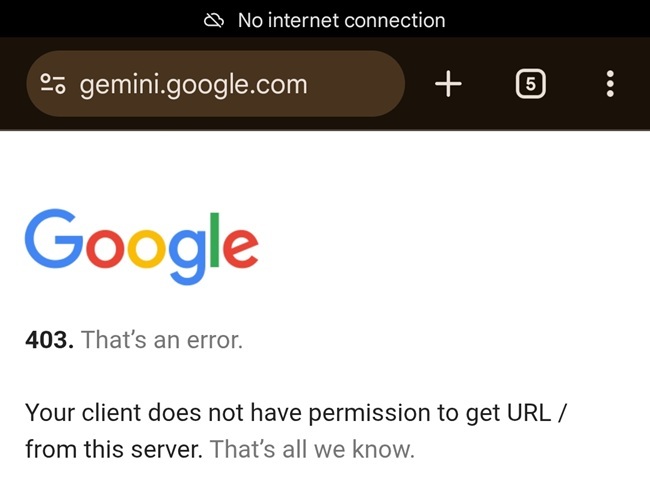 ارور ۴۰۳ google gemini