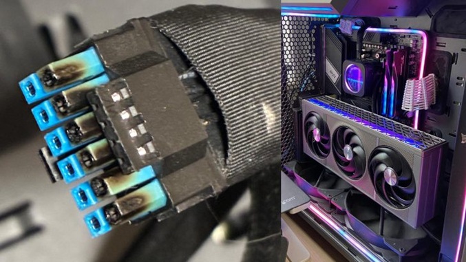 سوختگی کانکتور ۱۶ پین در کارت گرافیک Sapphire RX 9070 XT 