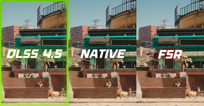 مقایسه رزولوشن اصلی با FSR Redstone و DLSS 4.5