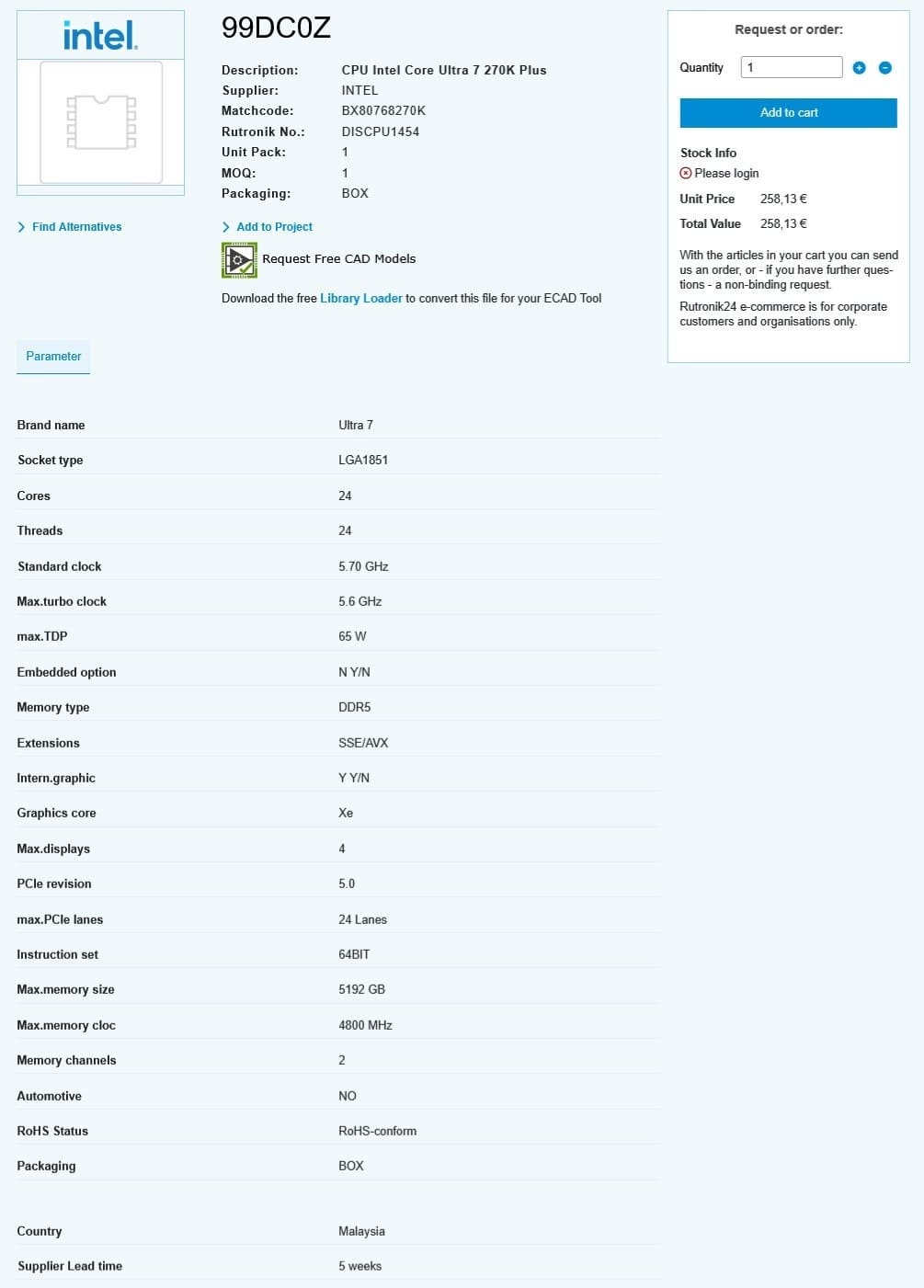 مشخصات Core Ultra 7 270K Plus