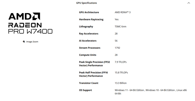 کارت گرافیک Radeon PRO W7400 