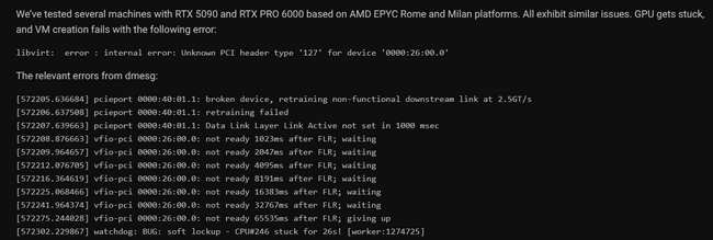 باگ RTX 5090 در سرورها