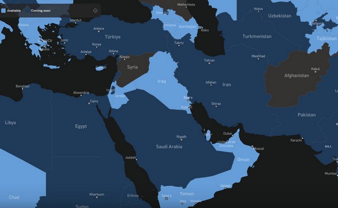 آخرین بروزرسانی نقشه پوشش اینترنت استارلینک در غرب آسیا