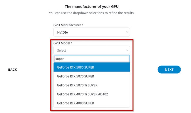 ماشین حساب پاور Nvidia RTX 50 Super