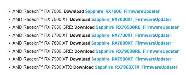 Firmware جدید کارت گرافیک سافایر