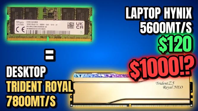تبدیل رم لپ‌تاپ به رم کامپیوتر DDR5-7800 با این ترفند خلاقانه و سودآور
