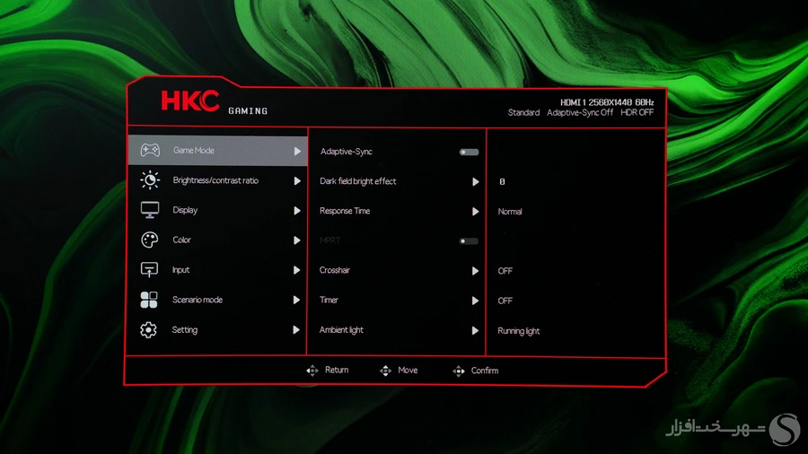 بخش GameMode در منوی OSD مانیتور گیمینگ HKC