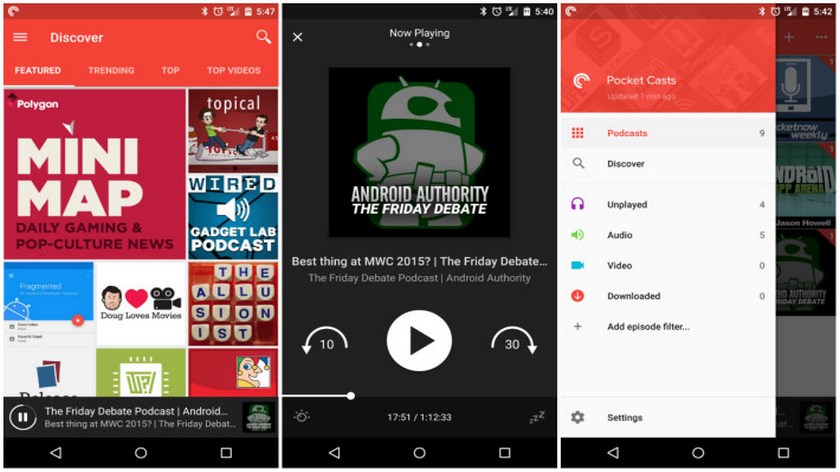 پادکست پلیر Pocket Casts بهترین نرم افزار های آفلاین موبایل