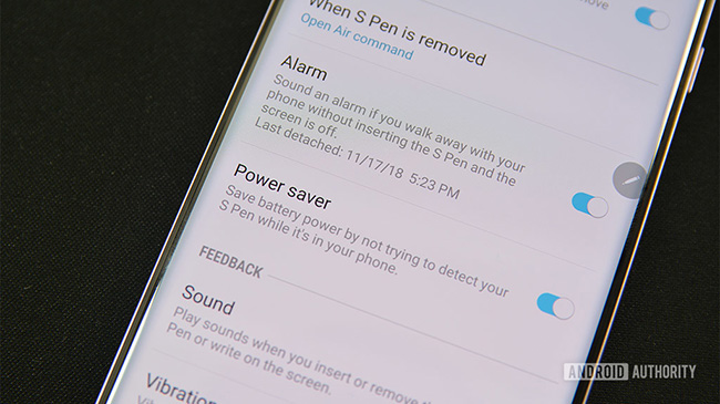 تنظیمات قلم سامسونگ Alarm and Power Saver Mode S-Pen